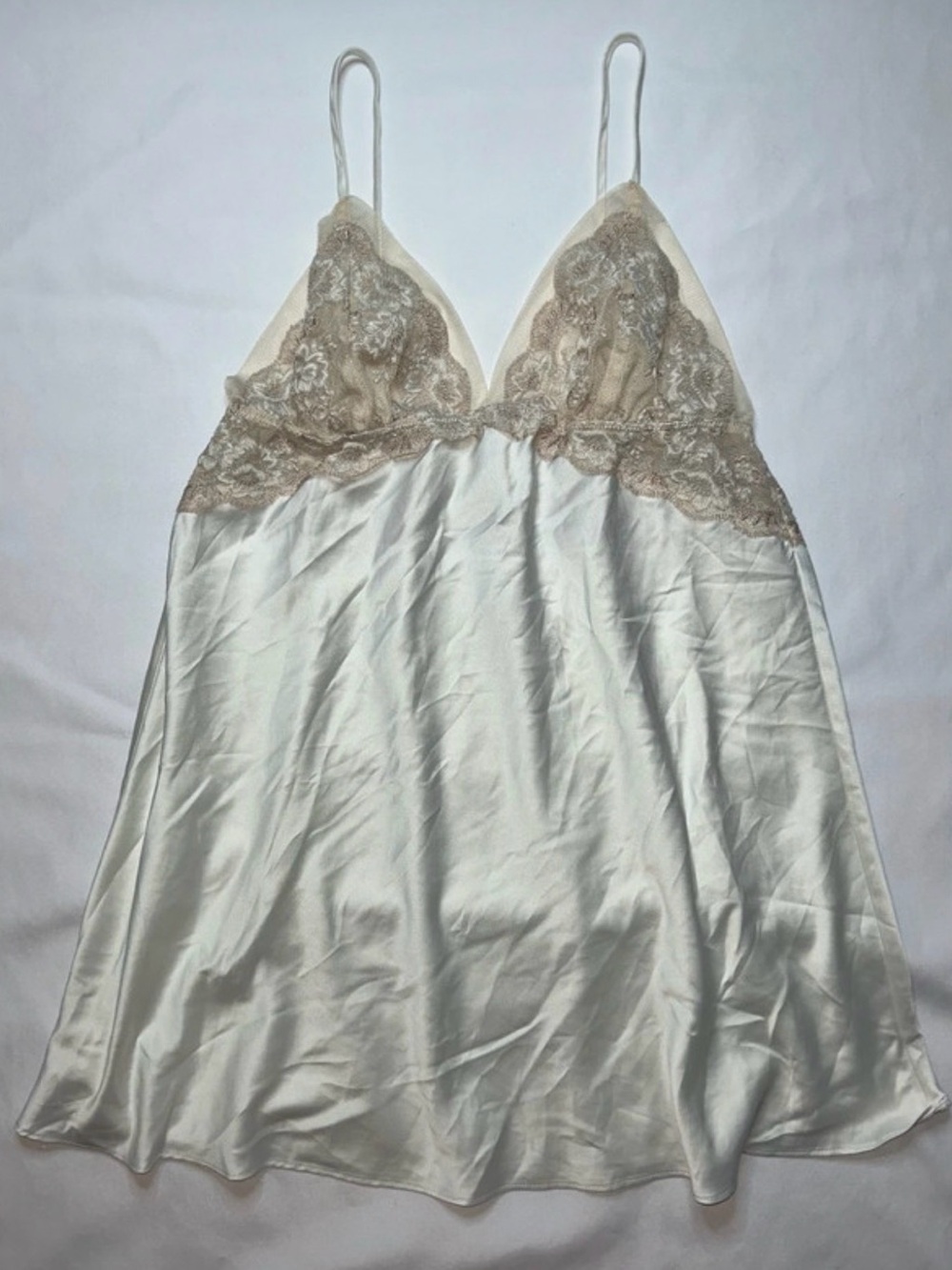 Flora Nikrooz Ivory Lace Satin Slip Dress Size M